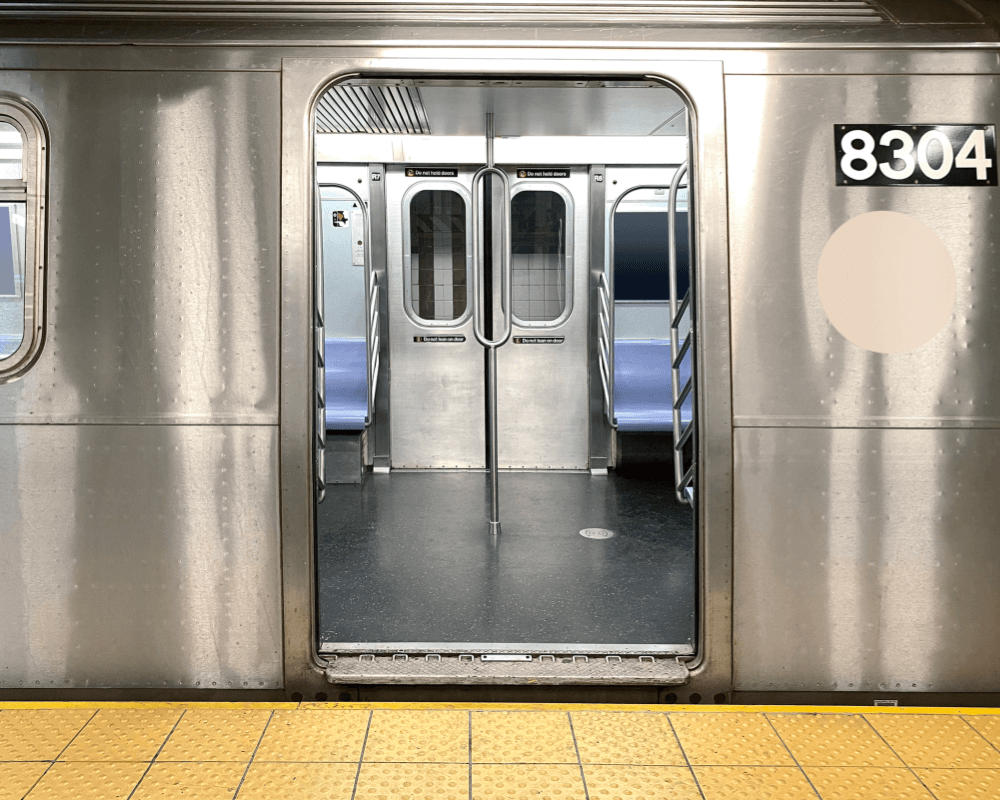 Manhattan subway car empty, waiting for passengers to board