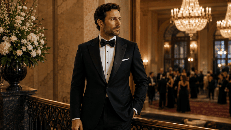 black tie atire suit on a wedding