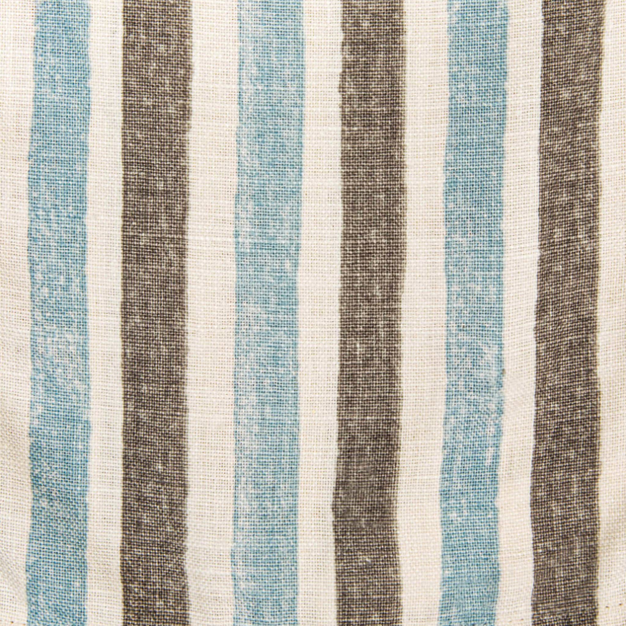 Light blue and brown alternating wide seersucker stripe fabric swatch by Zegna.