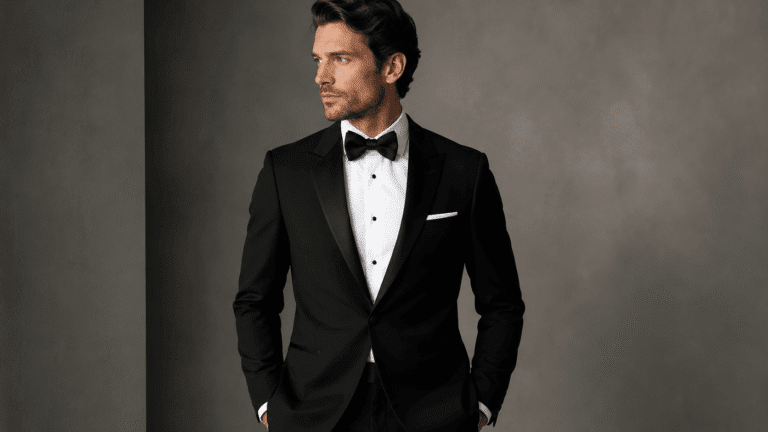 men wearing a black tuxedo