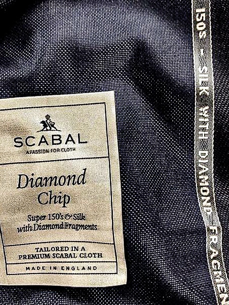 Scabal diamond chip black tuxedo fabric swatch.