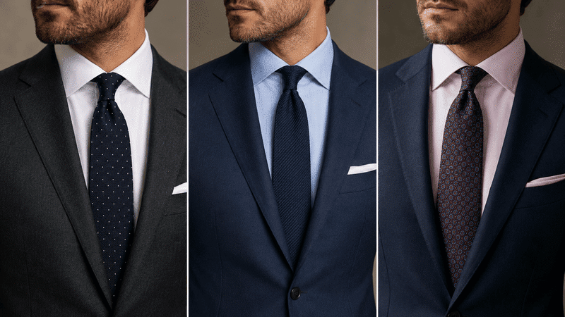 pink, white and blue shirts with suits for men.png
