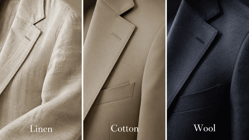 suit fabrics comparison - linen vs cotton vs wool