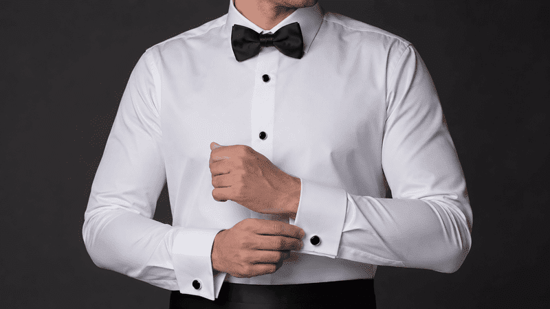 tuxedo dress shirt with Cufflinks and Shirt Studs using Black onyx set in silver